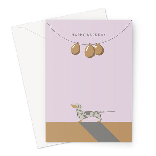 Silver Dapple Dachshund Chroma Hound & Herringbone Birthday Card